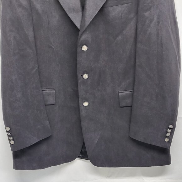 Andrew Fezza Mens Blazer Jacket Faux Suede 44L ( 48" Chest ) Black - Picture 3 of 16